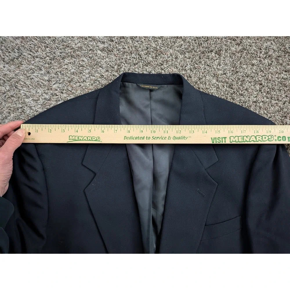 Austin Reed London Mens Navy Blue Pure Virgin Wool Blazer Gold Buttons USA 44R